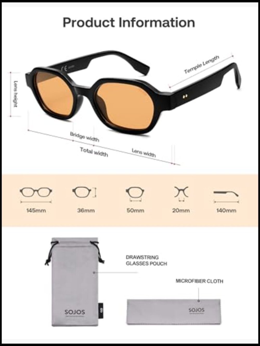 Retro Polarized Hexagon Sunglasses UV400 Protection Trendy Rectangle Frame - Picture 5 of 7